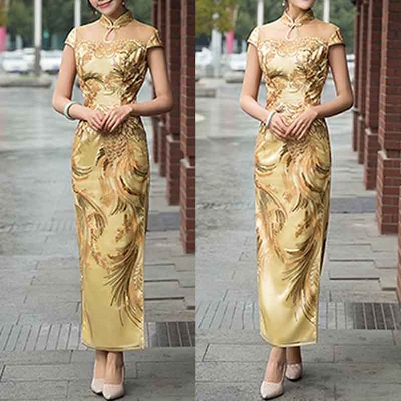 中華風のロングドレス
