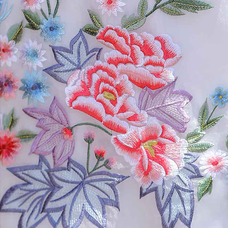 高級 シルク刺繍ワンピース ドレス 花柄 フラワー