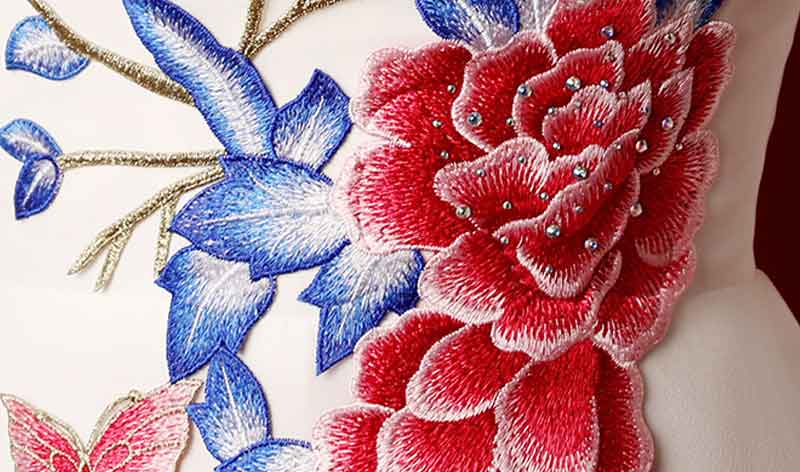 エスニック ドレス 花柄 刺繍 おしゃれ パーティー 2色 花刺繍イブニングチャイナドレス(2色)（ チャイナドレス）｜マイ