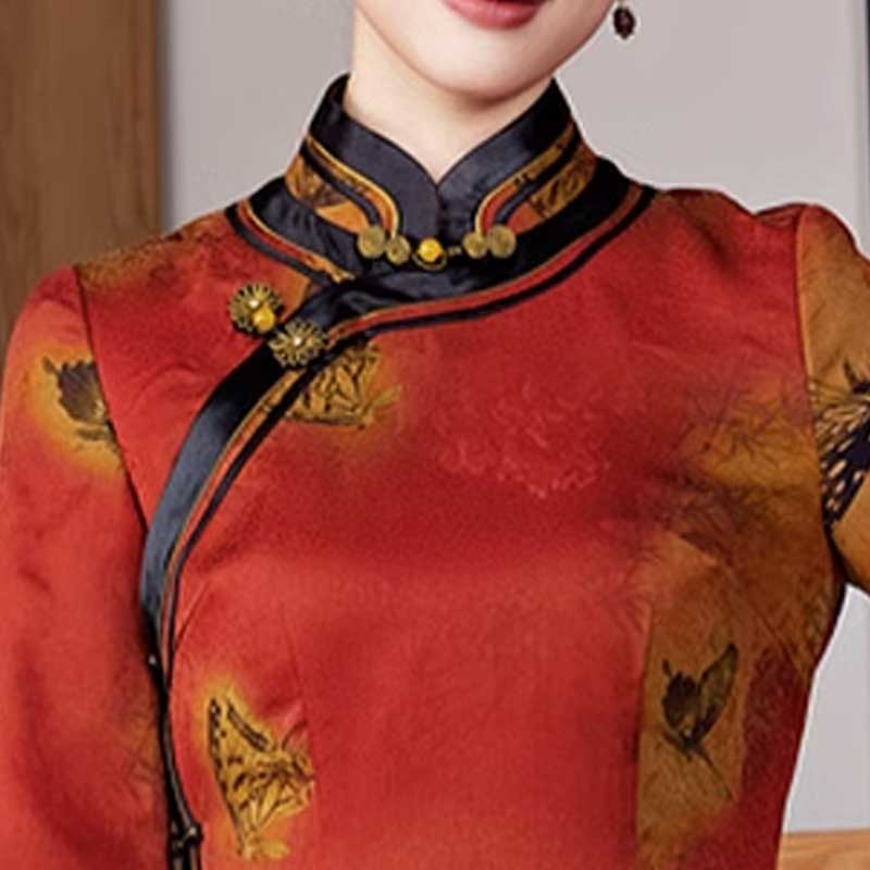 背中が素敵な入手困難　上海灘　スタッフ着用　シルク　チャイナドレス Amazon.co.jp: チャイナ服 ショット丈 中華服 刺? チャイナ