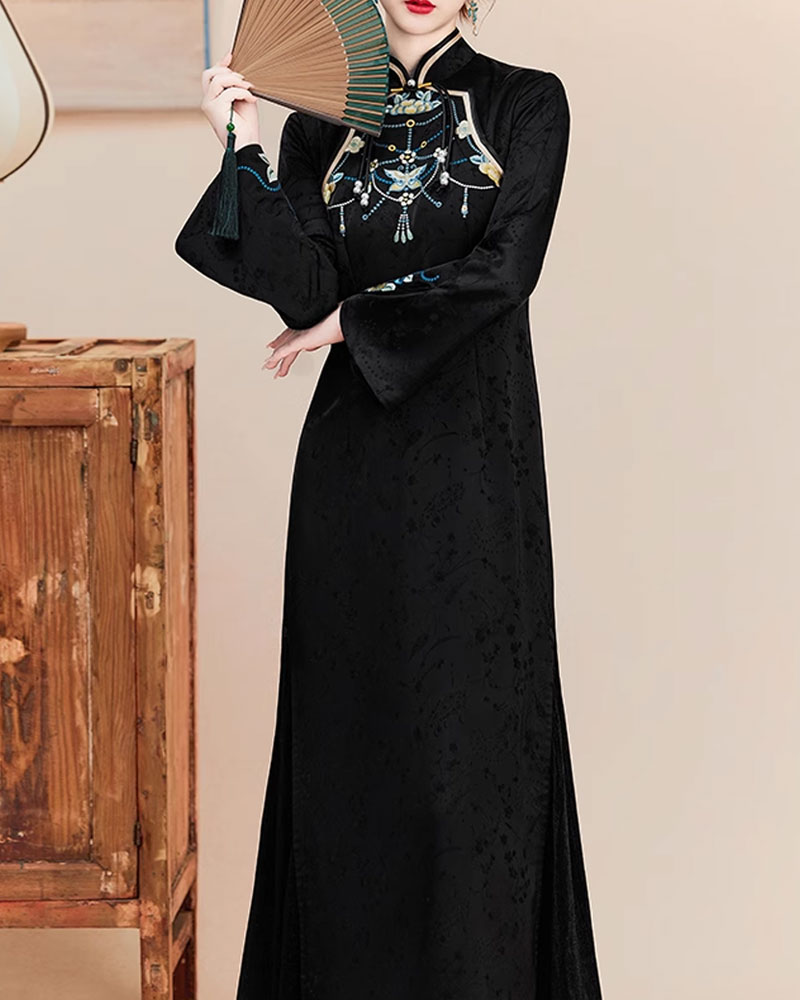 中華風のロングチャイナドレス