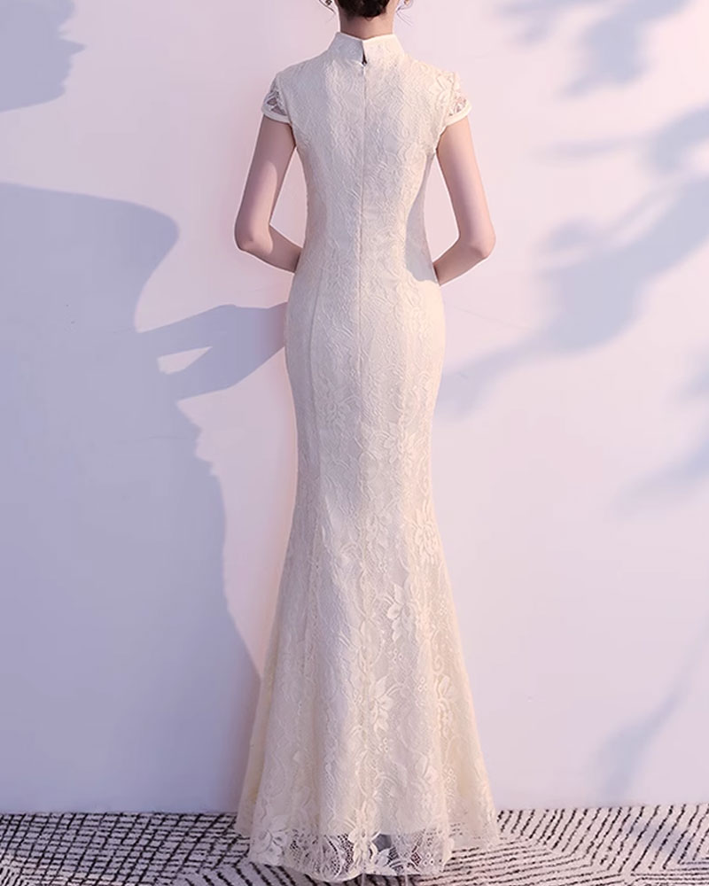 刺繍入り中華風のロングドレス