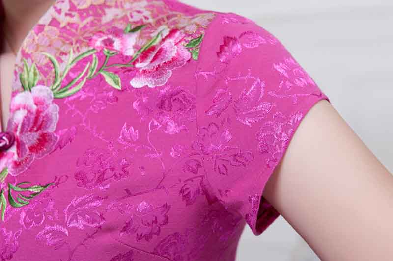 花刺繍半袖中華ジャケット(3色)（ ジャケット）｜マイチャイナ