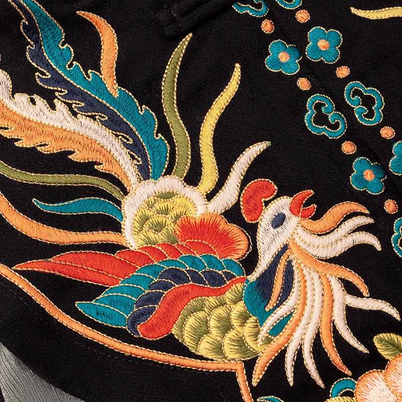 民族鳳凰刺繍ブラックワンピース（ 中国民族衣装）｜マイチャイナ