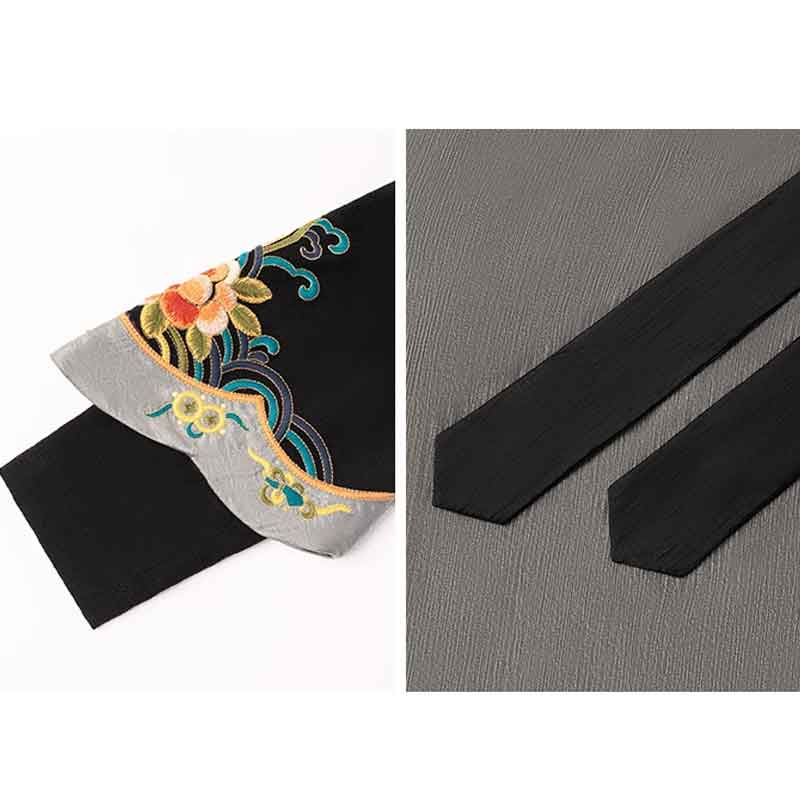 アミナコレクション民族刺繍ブラック長袖ワンピース 袖チュール刺繍 ワンピース レディース ロング 長袖 送料無料